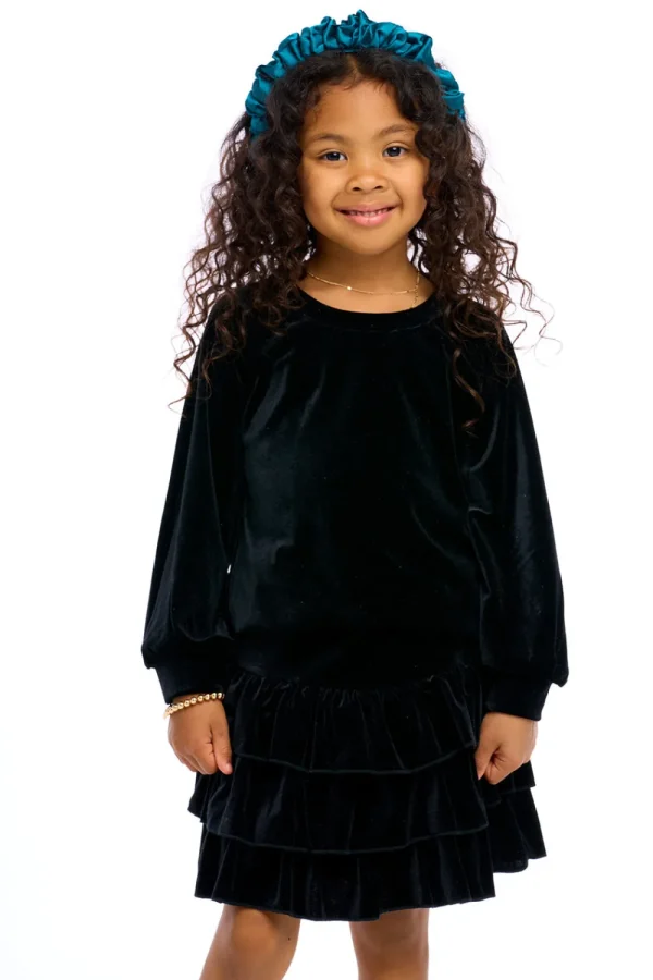 Best Stretch Velvet Blouson Sleeve Raglan Kids Girls