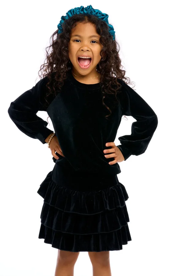 Best Stretch Velvet Blouson Sleeve Raglan Kids Girls