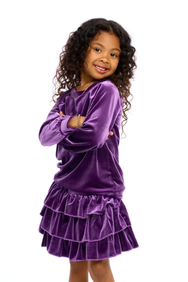 Hot Stretch Velvet Blouson Sleeve Raglan Kids Girls