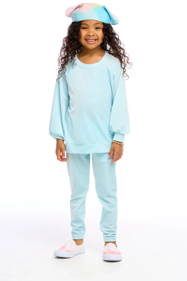 Outlet Stretch Velvet Blouson Sleeve Raglan Kids Girls