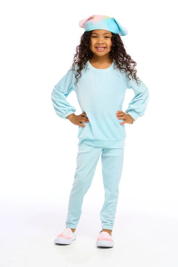 Outlet Stretch Velvet Blouson Sleeve Raglan Kids Girls