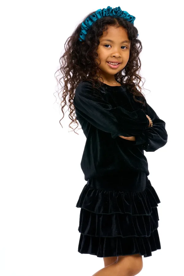 Best Stretch Velvet Blouson Sleeve Raglan Kids Girls