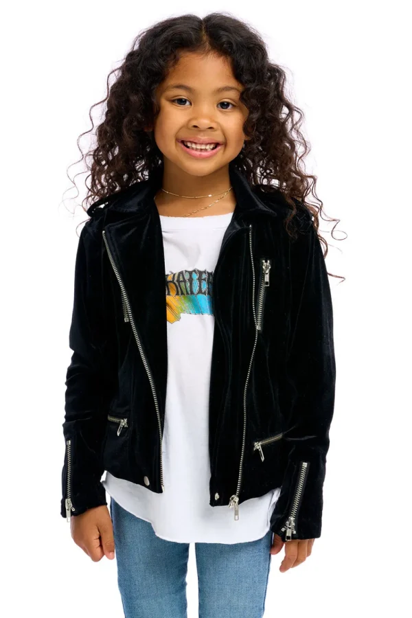Sale Stretch Velvet Moto Jacket Kids Girls