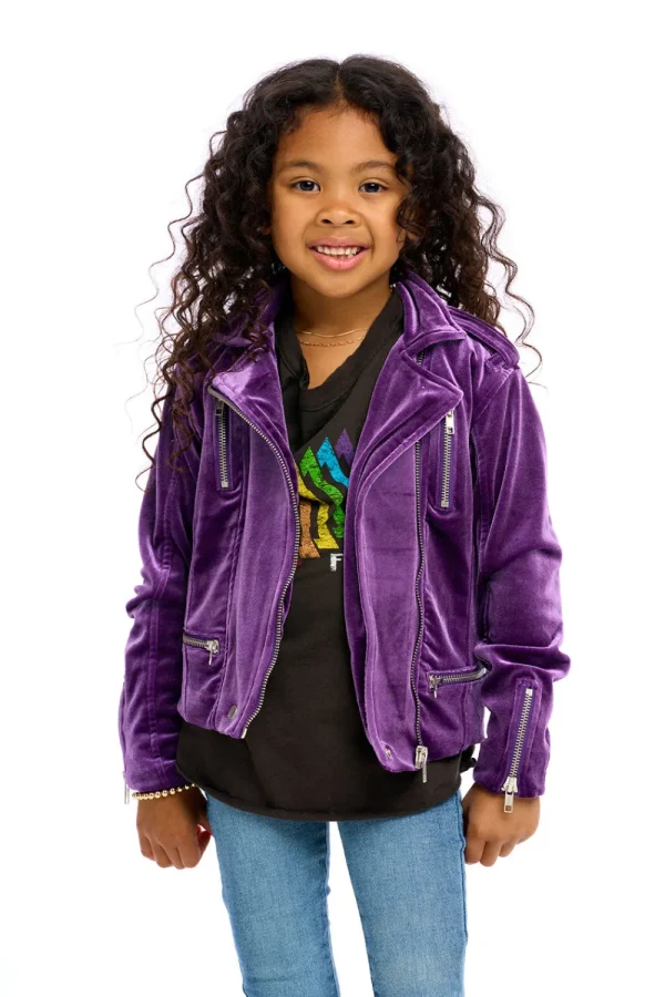 Cheap Stretch Velvet Moto Jacket Kids Girls