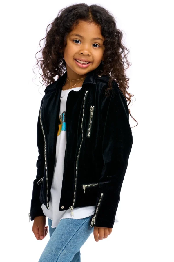 Sale Stretch Velvet Moto Jacket Kids Girls