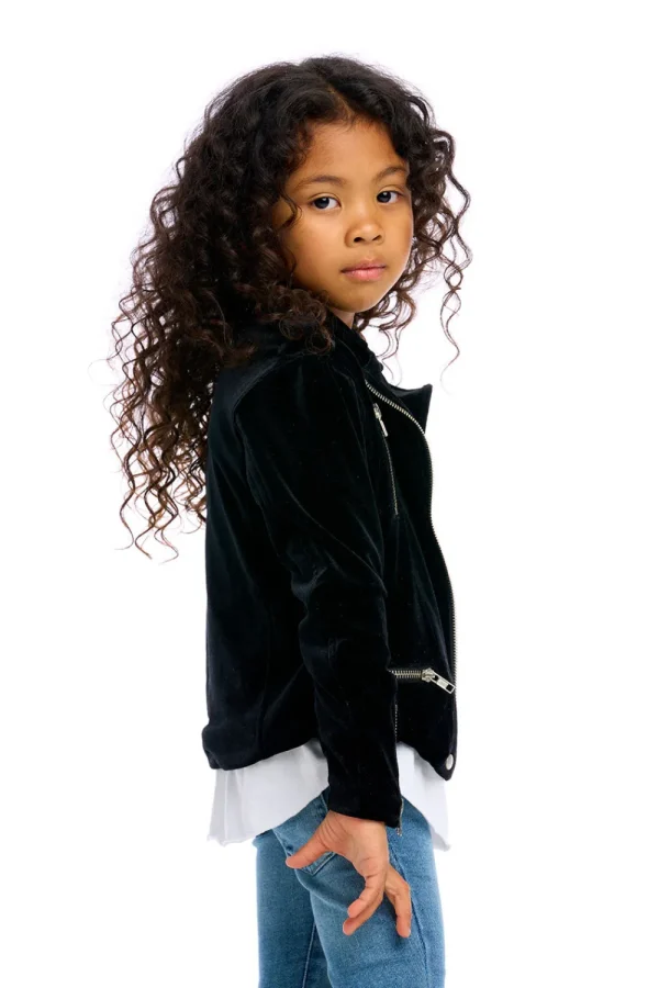 Sale Stretch Velvet Moto Jacket Kids Girls