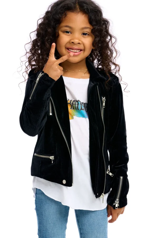 Sale Stretch Velvet Moto Jacket Kids Girls