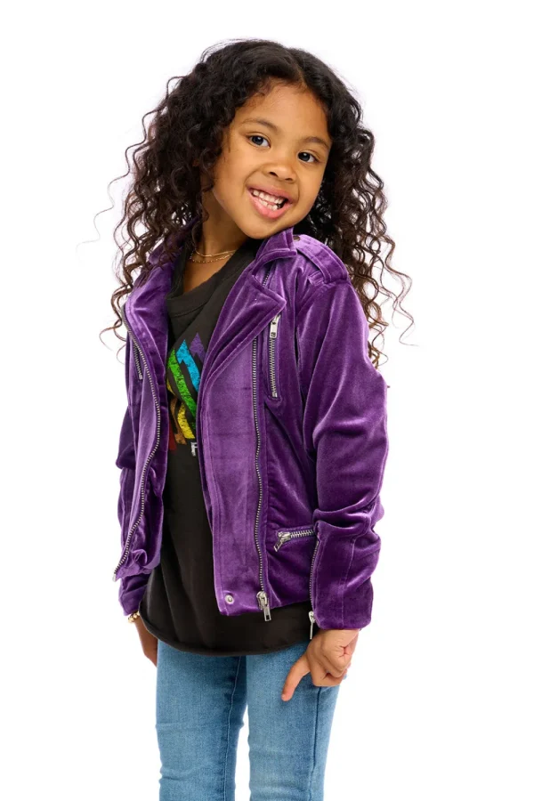 Cheap Stretch Velvet Moto Jacket Kids Girls