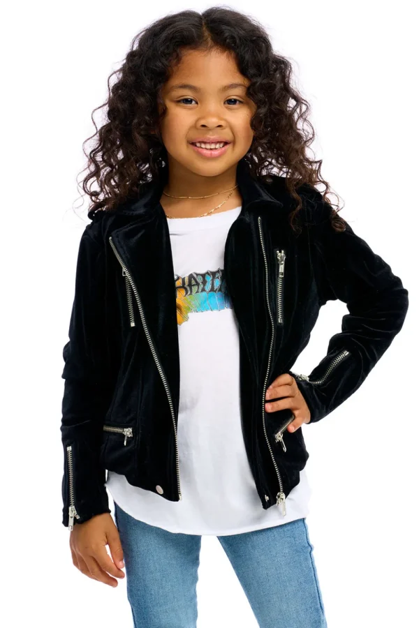 Sale Stretch Velvet Moto Jacket Kids Girls