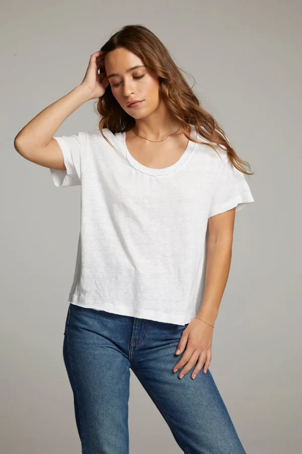 Shop Sunshine White Scoop Neck Tee Women Loungewear | Tops