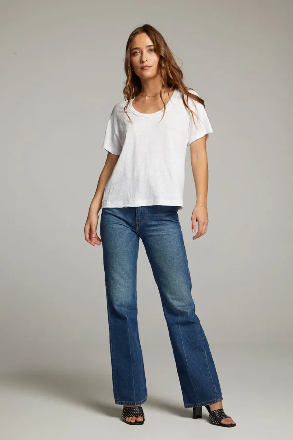 Shop Sunshine White Scoop Neck Tee Women Loungewear | Tops