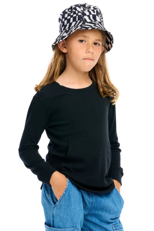 Best Thermal Long Sleeve Crew Neck Shirttail Tee With Kanga Pocket Kids/BOY Boys