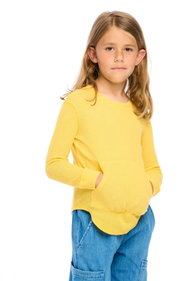 Sale Thermal Long Sleeve Crew Neck Shirttail Tee With Kanga Pocket Kids/BOY Boys