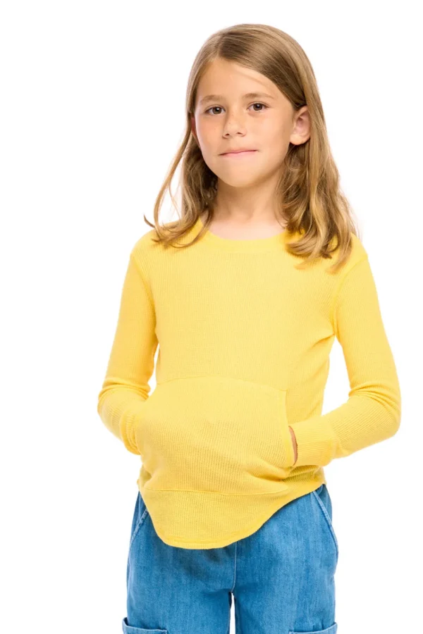 Sale Thermal Long Sleeve Crew Neck Shirttail Tee With Kanga Pocket Kids/BOY Boys