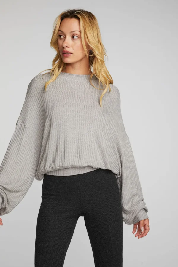 Store Thermal Waffle Long Sleeve Pullover Women Loungewear | Tops