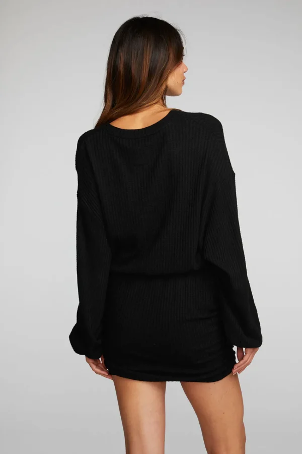 New Thermal Waffle Mini Dress With Shirring Women Loungewear | Dresses