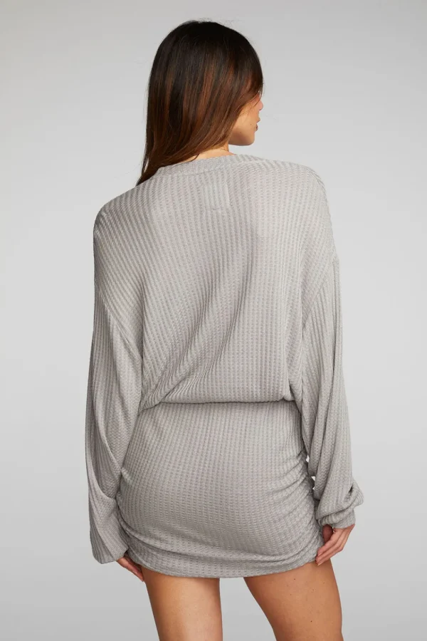 Clearance Thermal Waffle Mini Dress With Shirring Women Loungewear | Dresses