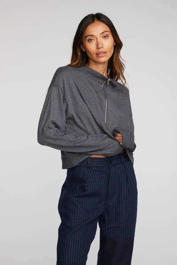New Triblend Half Zip Pullover With Rib Women Loungewear | Tops