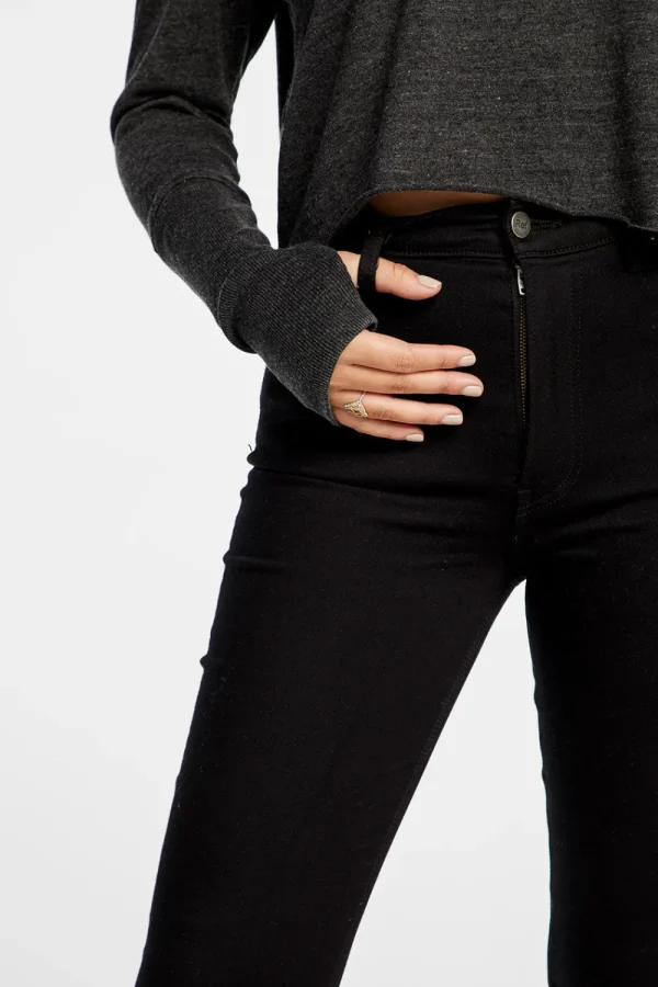 Shop Triblend Jersey Cropped Open Neck Long Sleeve Thumbhole Tee Women Tops