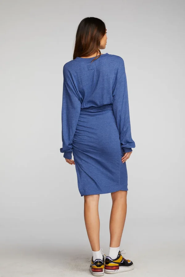 Best Sale Triblend Midi Dress With Shirring At Waist And Side Slit Women Dresses