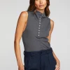 Store Triblend Rib Knit Button Down Tank Women Loungewear | Tops