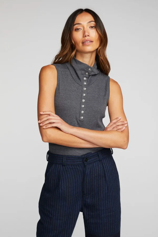 Store Triblend Rib Knit Button Down Tank Women Loungewear | Tops