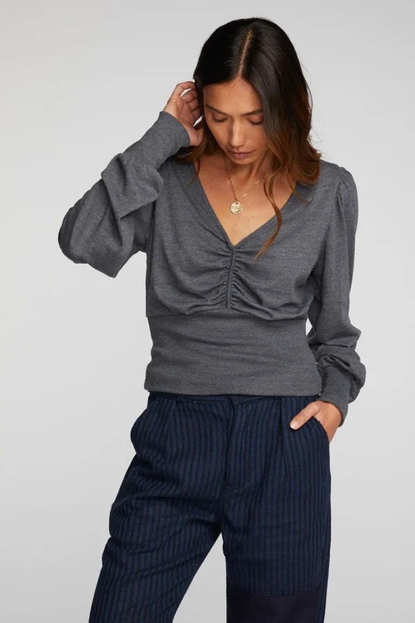 Discount Triblend V-neck Long Sleeve Blouse Women Loungewear | Tops