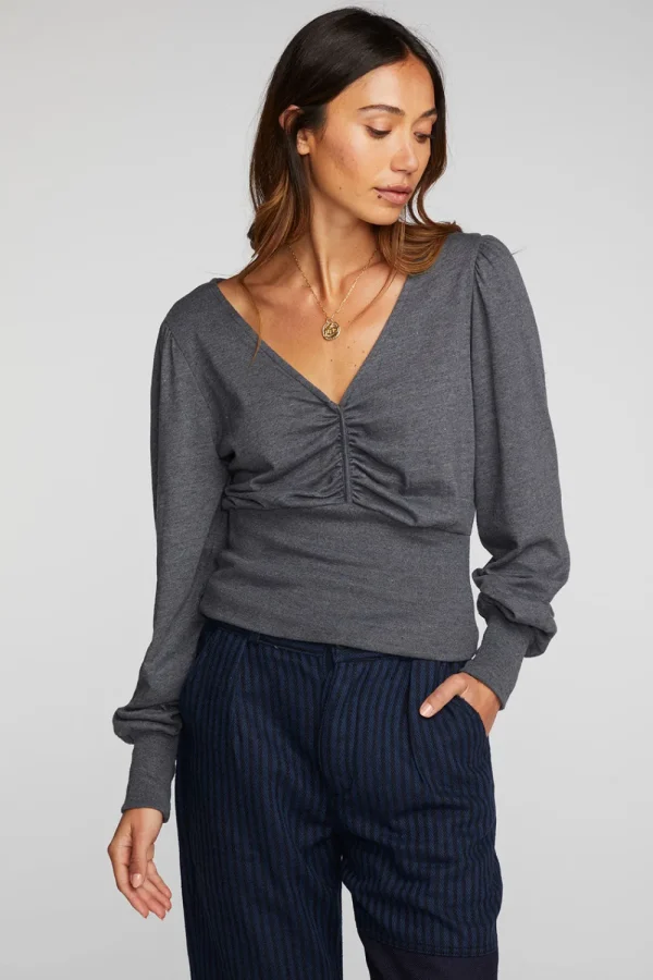 Discount Triblend V-neck Long Sleeve Blouse Women Loungewear | Tops