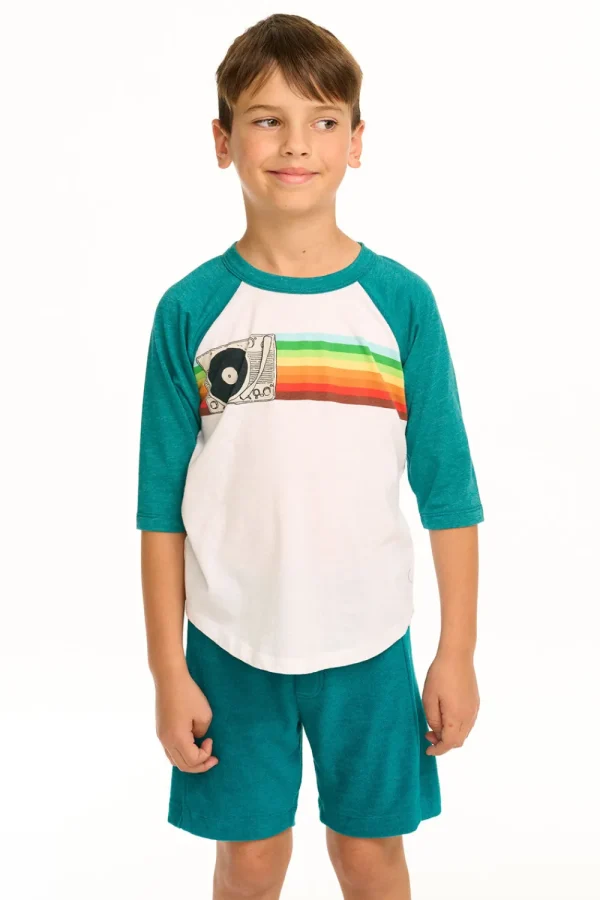 Best Sale Turntable Rainbow Recycled Vintage Jersey Baseball Tee Kids/BOY Boys