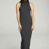 Fashion Turtle Neck Tank Maxi Dress With Side Slits Women Dresses
