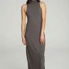 Discount Turtle Neck Tank Maxi Dress With Side Slits Women Dresses