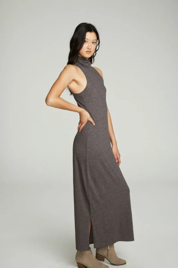 Discount Turtle Neck Tank Maxi Dress With Side Slits Women Dresses