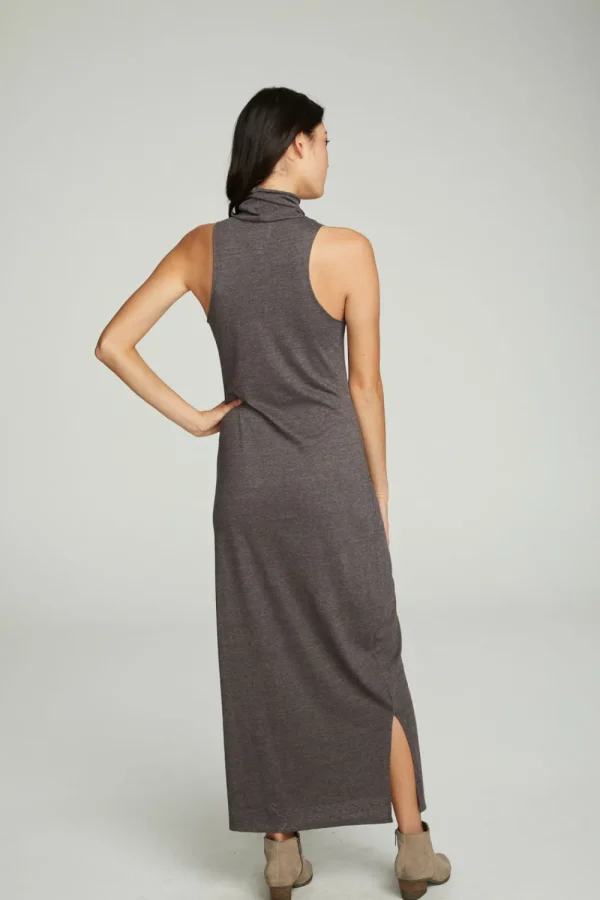Discount Turtle Neck Tank Maxi Dress With Side Slits Women Dresses