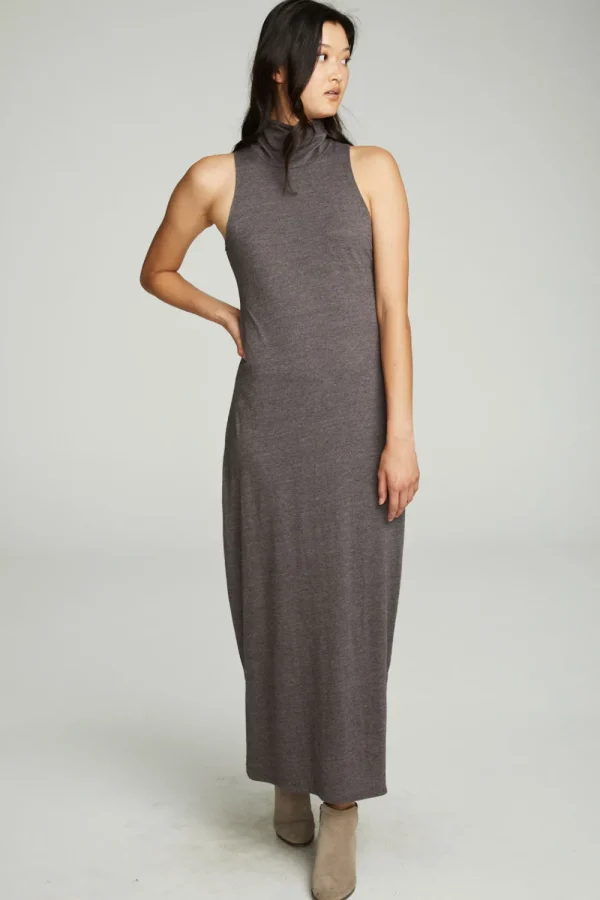 Discount Turtle Neck Tank Maxi Dress With Side Slits Women Dresses