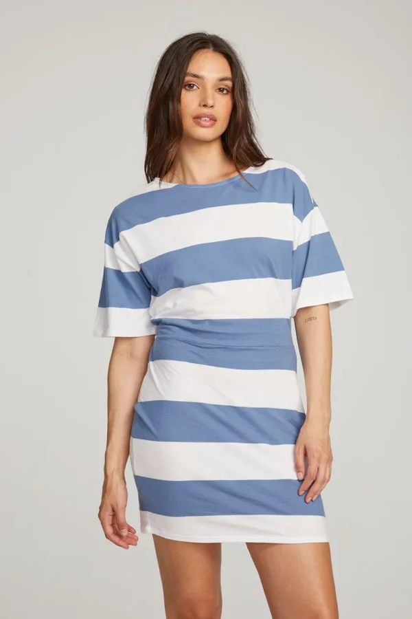 Best Sale Villa Vintage Blue Stripe Mini Dress Women Loungewear | Dresses