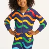 New Wavy Flower Rainbow Zip-up Hoodie Kids Girls
