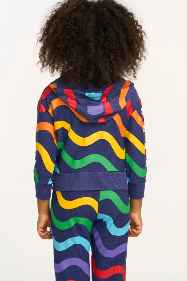 New Wavy Flower Rainbow Zip-up Hoodie Kids Girls