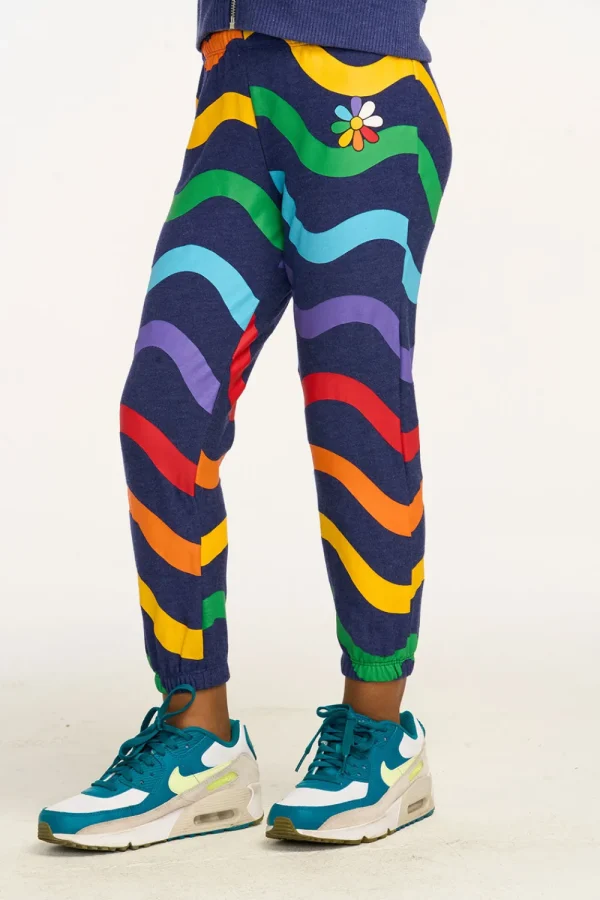 Cheap Wavy Rainbow Slouchy Pant Kids Girls