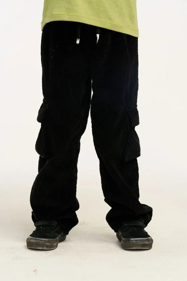 Cheap Wes Raven Black Corduroy Cargo Pants Kids/BOY Boys