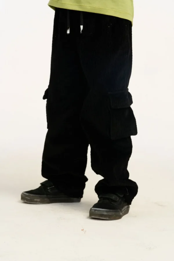 Cheap Wes Raven Black Corduroy Cargo Pants Kids/BOY Boys