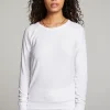 Cheap White Long Sleeve Raglan Pullover Women Loungewear | Tops