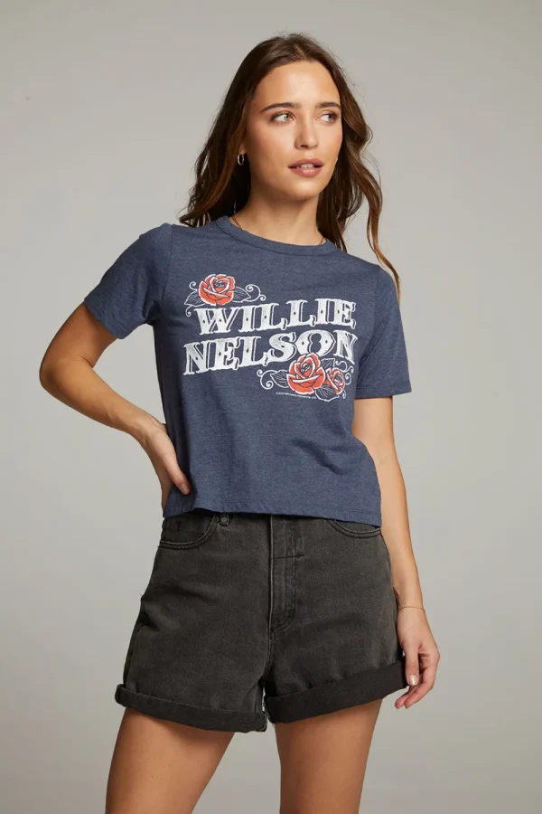 Hot Willie Nelson Roses Tee Women Loungewear | Music