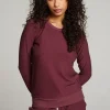 Best Sale Wine Red Long Sleeve Raglan Pullover Women Loungewear | Tops