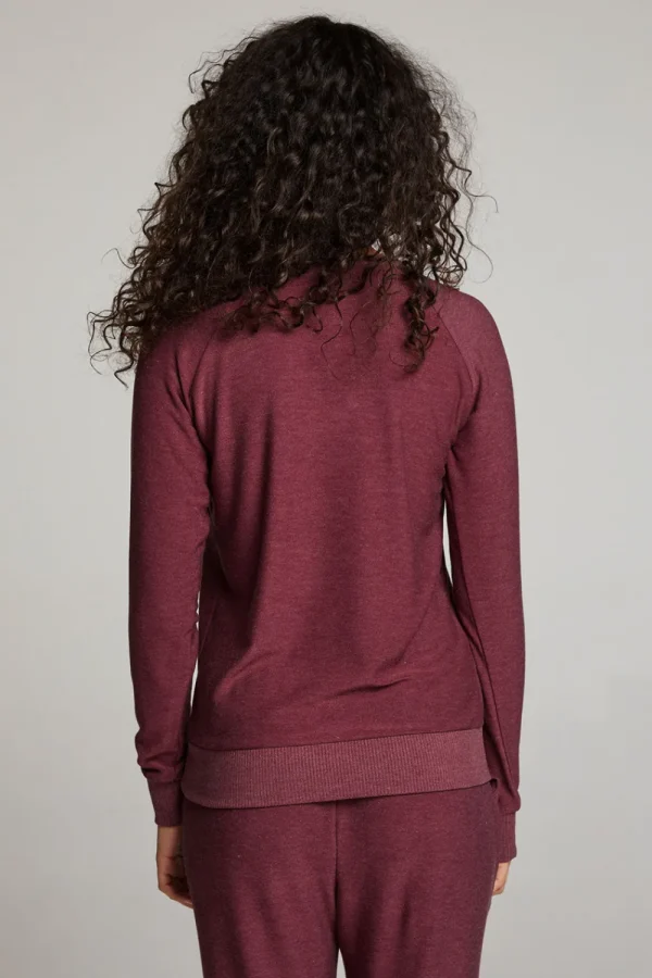 Best Sale Wine Red Long Sleeve Raglan Pullover Women Loungewear | Tops