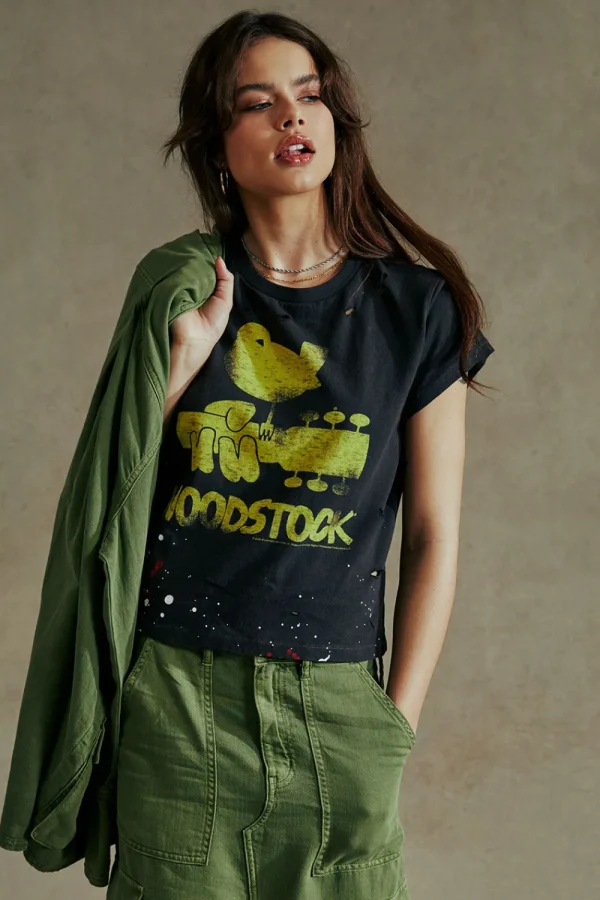 Hot Woodstock Bird On Guitar Tee Women Loungewear | Music