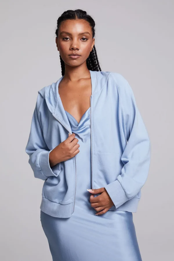 Outlet Yaro Blue Grotto Zip Up Sweatshirt Women Outerwear | Loungewear