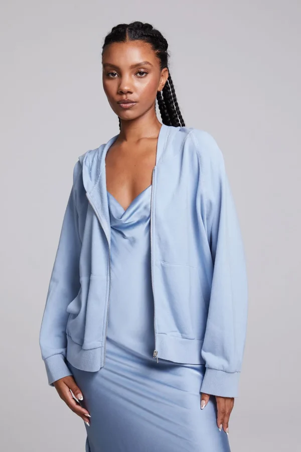 Outlet Yaro Blue Grotto Zip Up Sweatshirt Women Outerwear | Loungewear