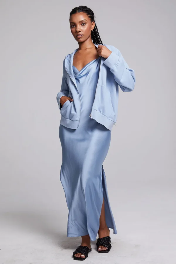 Outlet Yaro Blue Grotto Zip Up Sweatshirt Women Outerwear | Loungewear