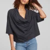 Cheap Yoko Shadow Black Tee Women Loungewear | Tops