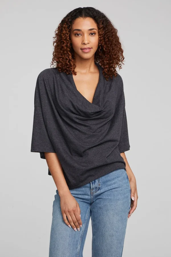 Cheap Yoko Shadow Black Tee Women Loungewear | Tops